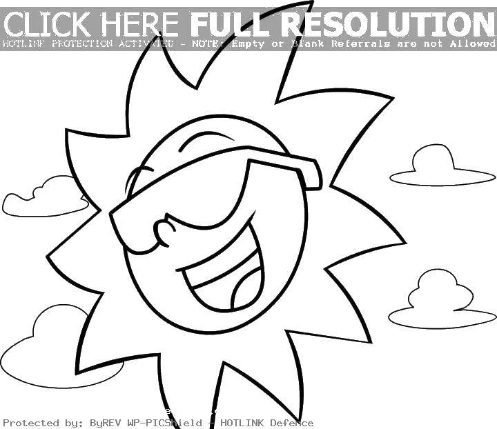 Coloring Glasses and the sun. Category The sun. Tags:  sun, glasses, smile.