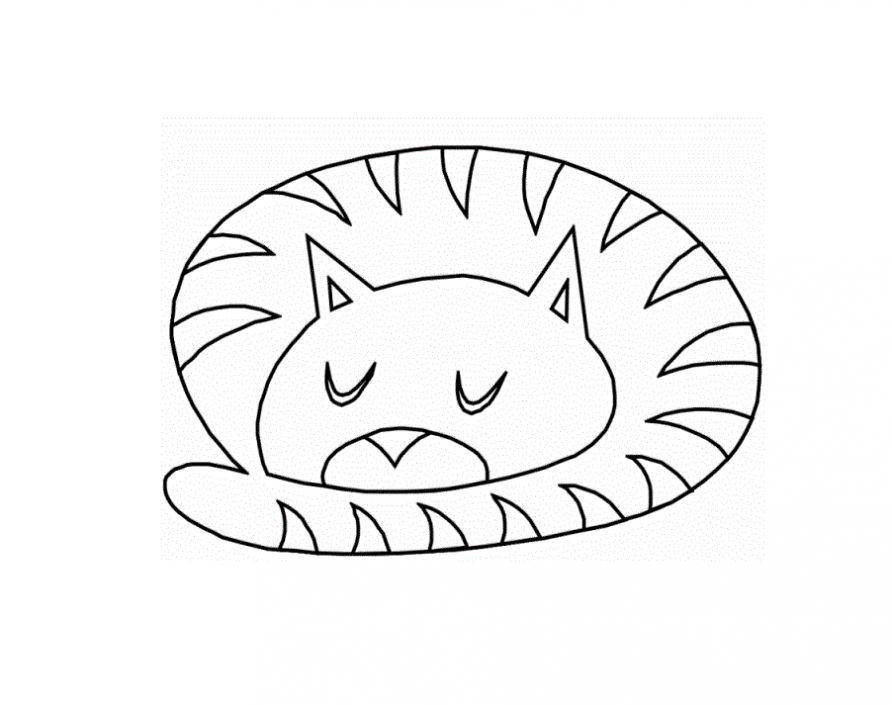 Название: Раскраска Рисунок кот спит. Категория: домашние животные. Теги: кот.