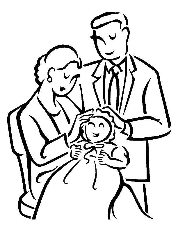 Coloring Parents and child. Category family. Tags:  mom, dad, child.