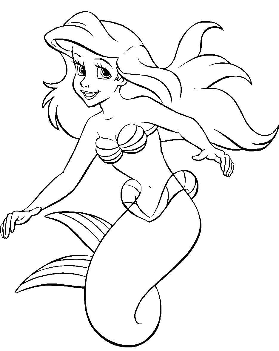 Coloring Mermaid Ariel. Category coloring pages for girls. Tags:  mermaid, girl, sea, Ariel.