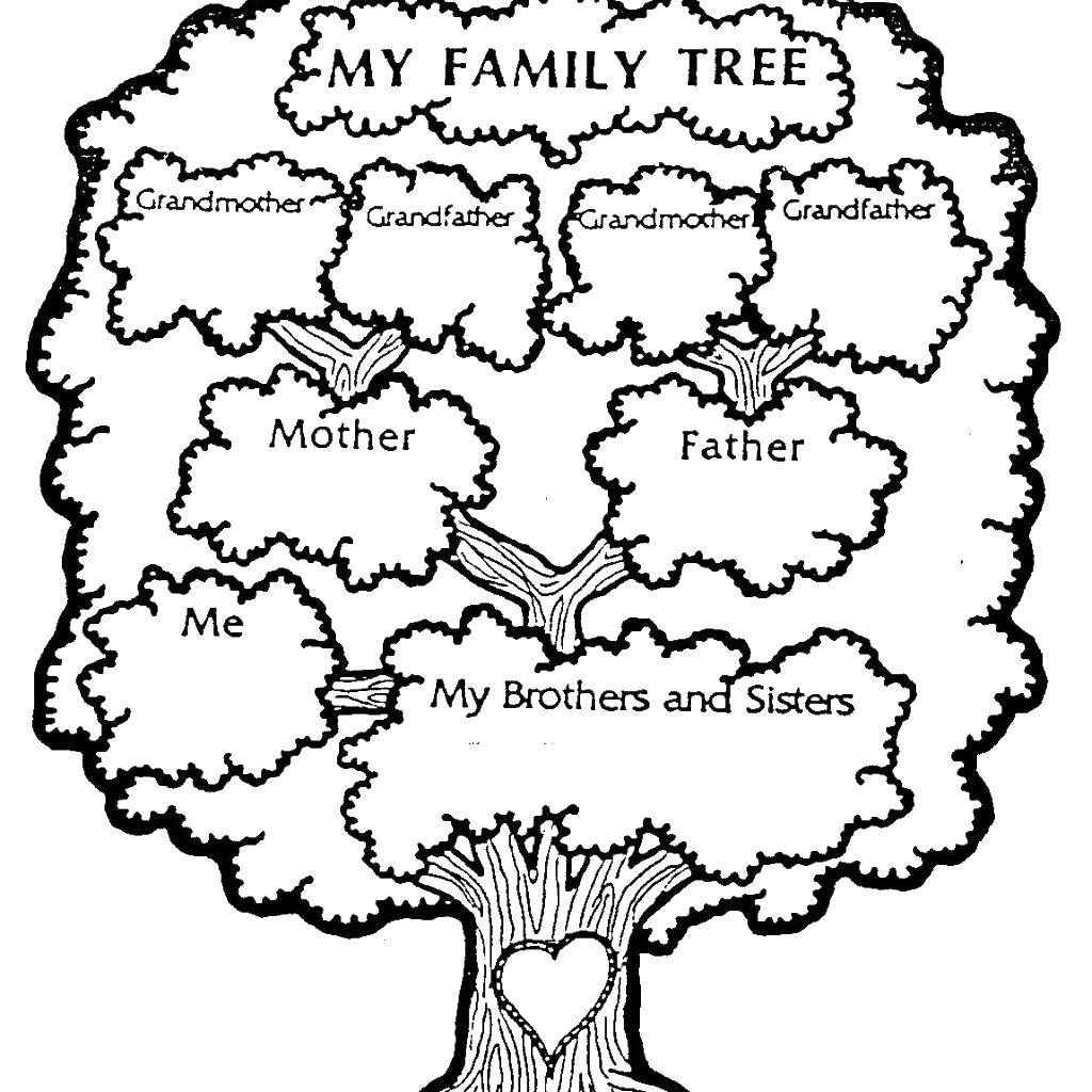 Название: Раскраска Семейное дерево. Категория: дерево. Теги: дерево, семейное дерево.