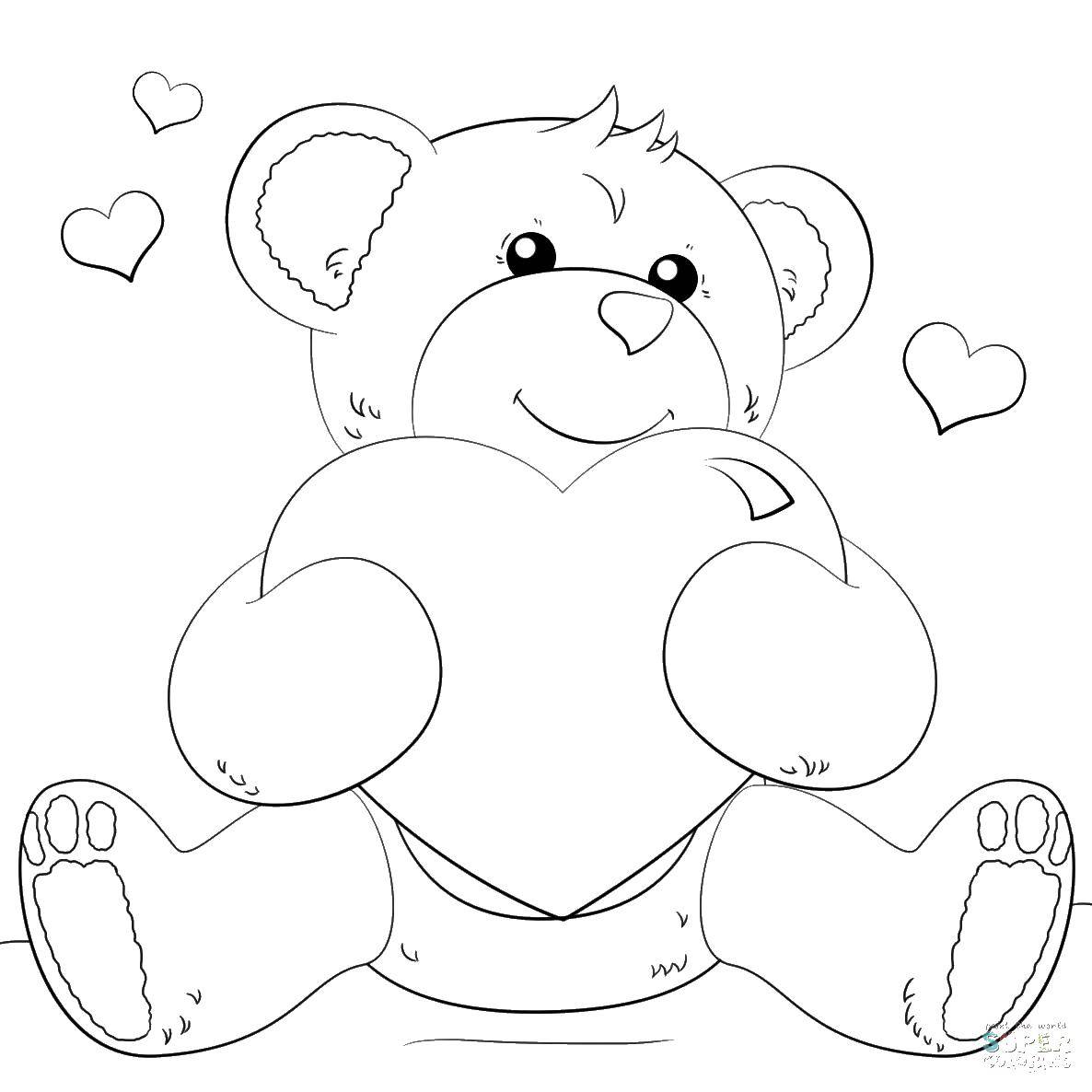 Coloring The hearts and Teddy bear. Category coloring. Tags:  hearts, bear.
