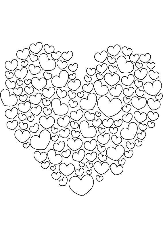 Coloring Heart made of small hearts. Category Hearts. Tags:  heart, hearts.