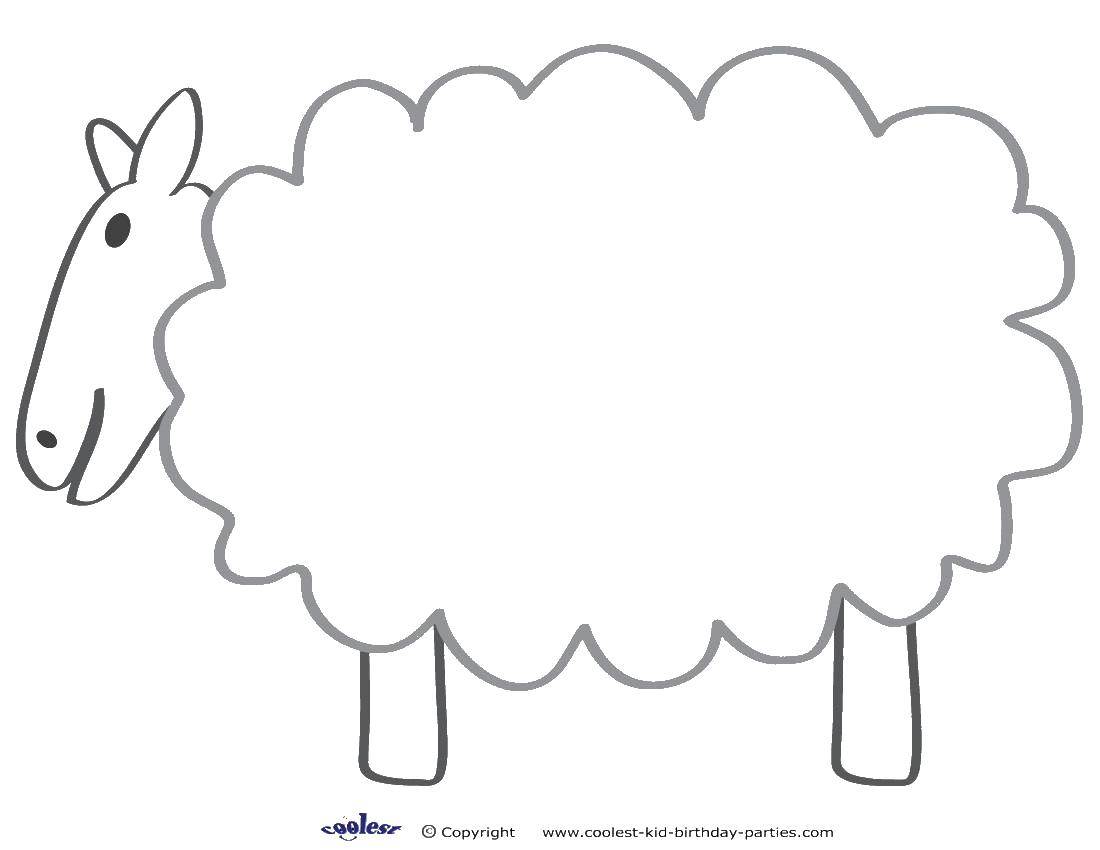 Название: Раскраска Шаблон барашка. Категория: Контур овечки для вырезания. Теги: контур, овечка.