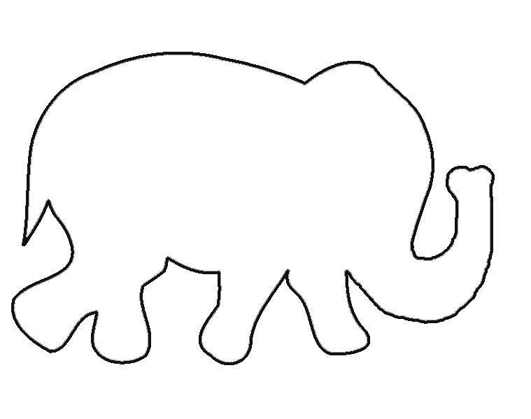 Название: Раскраска Шаблон слона для вырезания. Категория: контуры слона для вырезания. Теги: контур, слон, хобот.