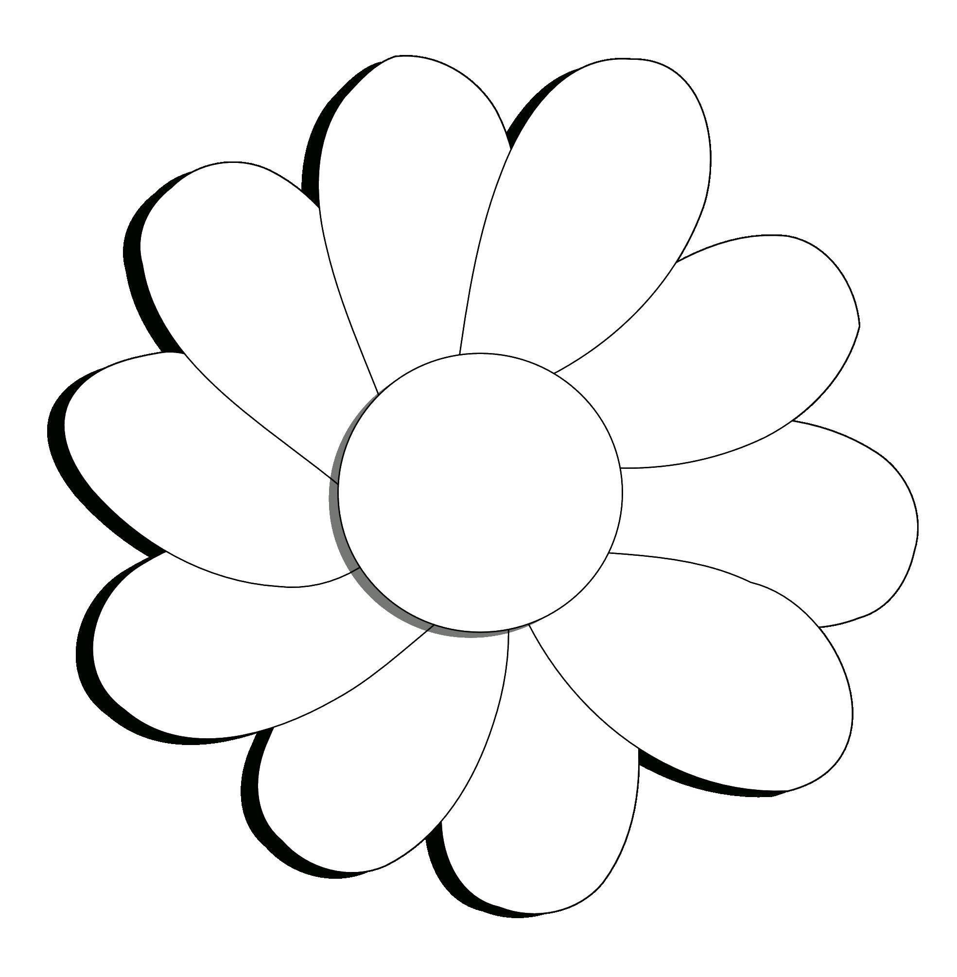 Название: Раскраска Шаблон цветка ромашки. Категория: Контуры цветка для вырезания. Теги: контур, ромашка, лепестки.