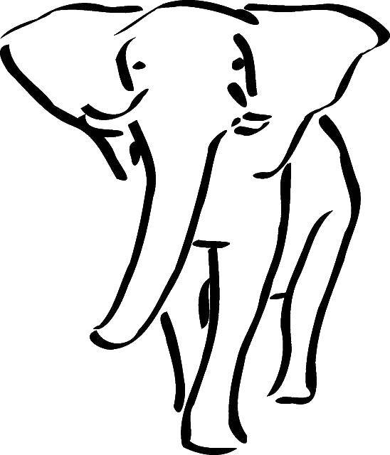 Название: Раскраска Силуэт слона. Категория: контуры слона для вырезания. Теги: контур, слон, хобот.