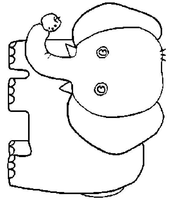 Coloring The elephant and the Apple. Category the contours of the elephant to cut. Tags:  the elephant, trunk, Apple.