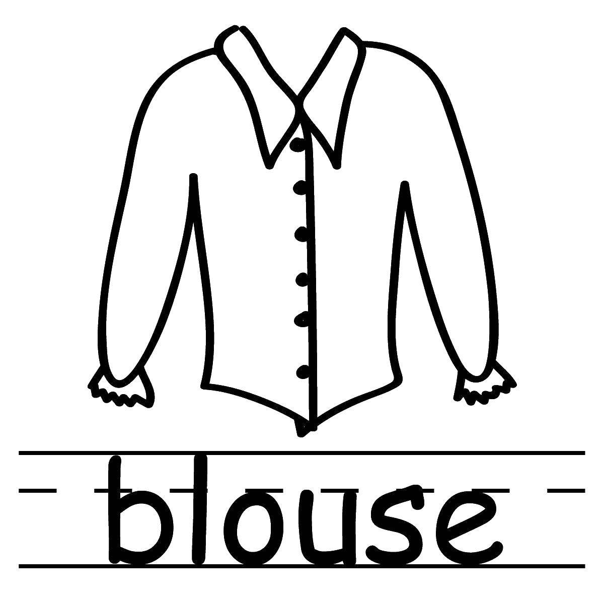 Название: Раскраска Женская блузка. Категория: одежда. Теги: блузка, рукава, пуговицы.