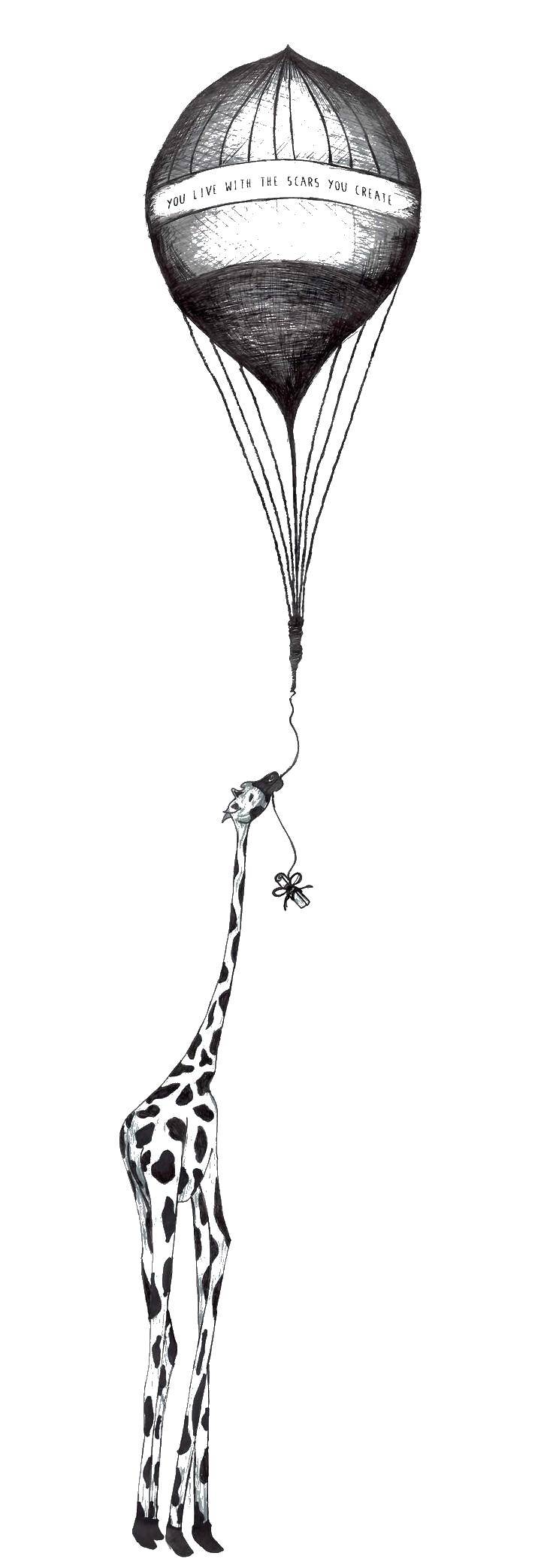 Название: Раскраска Жираф и воздушный шар. Категория: Контур жирафа для вырезания. Теги: жираф, шар.