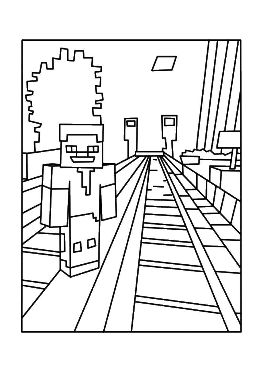 Coloring The man at the rails. Category minecraft. Tags:  Games, Minecraft.