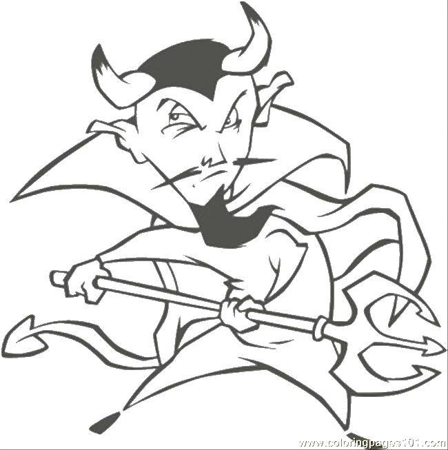 Coloring Devil with horns. Category coloring. Tags:  the devil, cloak.