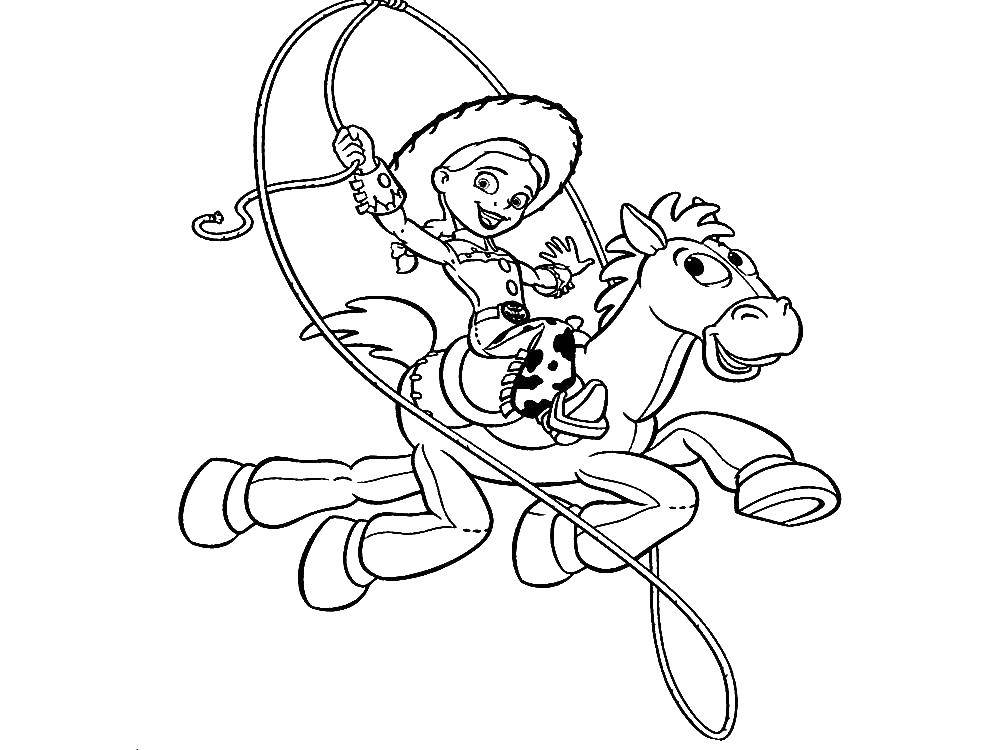 Coloring Girl on horse. Category toy story. Tags:  toy story, horse cartoons.