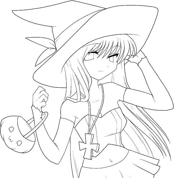 Coloring Girl witch. Category witch. Tags:  witch, anime.