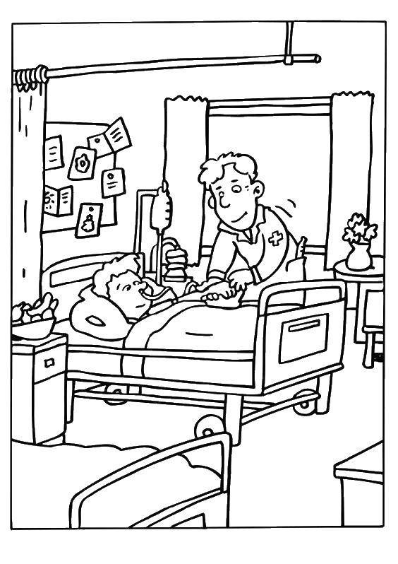 Coloring The doctor cares about the boy. Category Medical coloring pages. Tags:  Medical coloring pages.
