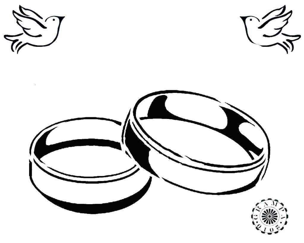 Название: Раскраска Два кольца. Категория: кольцо. Теги: кольца, колечки, брак.