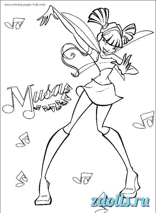Coloring Fairy Muse. Category fairies. Tags:  cartoons, Winx, Musa.
