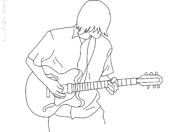 Coloring Guitarist. Category Musical instrument. Tags:  music, guitar, guitarist.