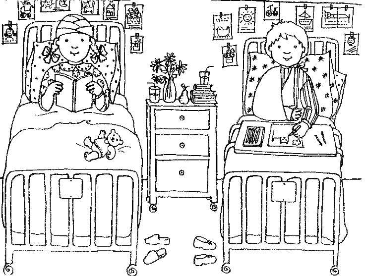 Coloring Preparing to sleep. Category children. Tags:  Children, girl, boy.