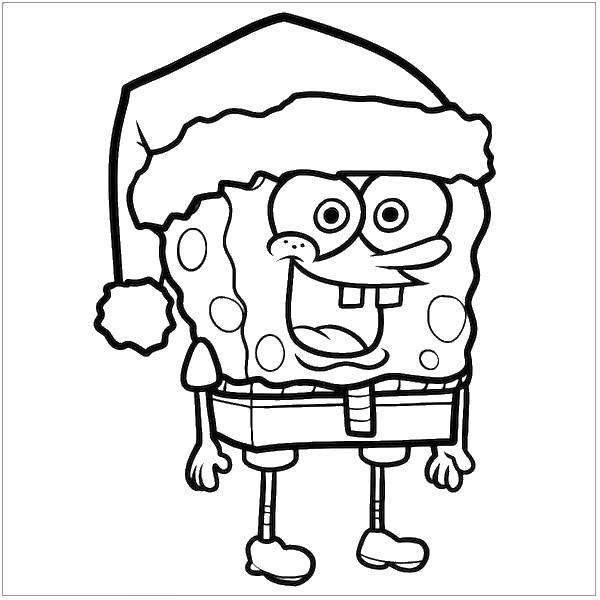 Название: Раскраска Губка боб в рождественском колпаке. Категория: Спанч Боб. Теги: губка боб, колпак, шарф.
