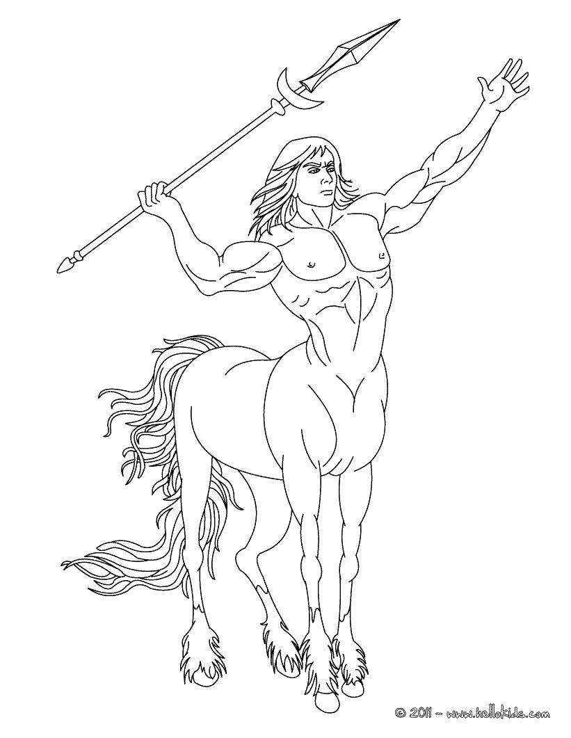 Coloring Centaur and spear. Category coloring. Tags:  centaur, spear.