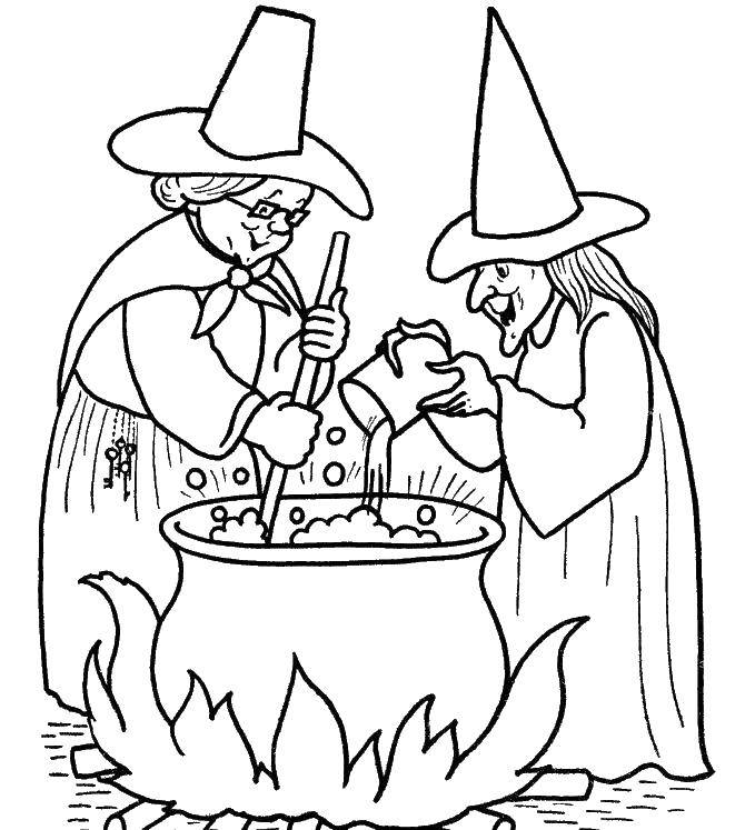 Coloring The witch boiled the broth. Category witch. Tags:  witches Kolodny.