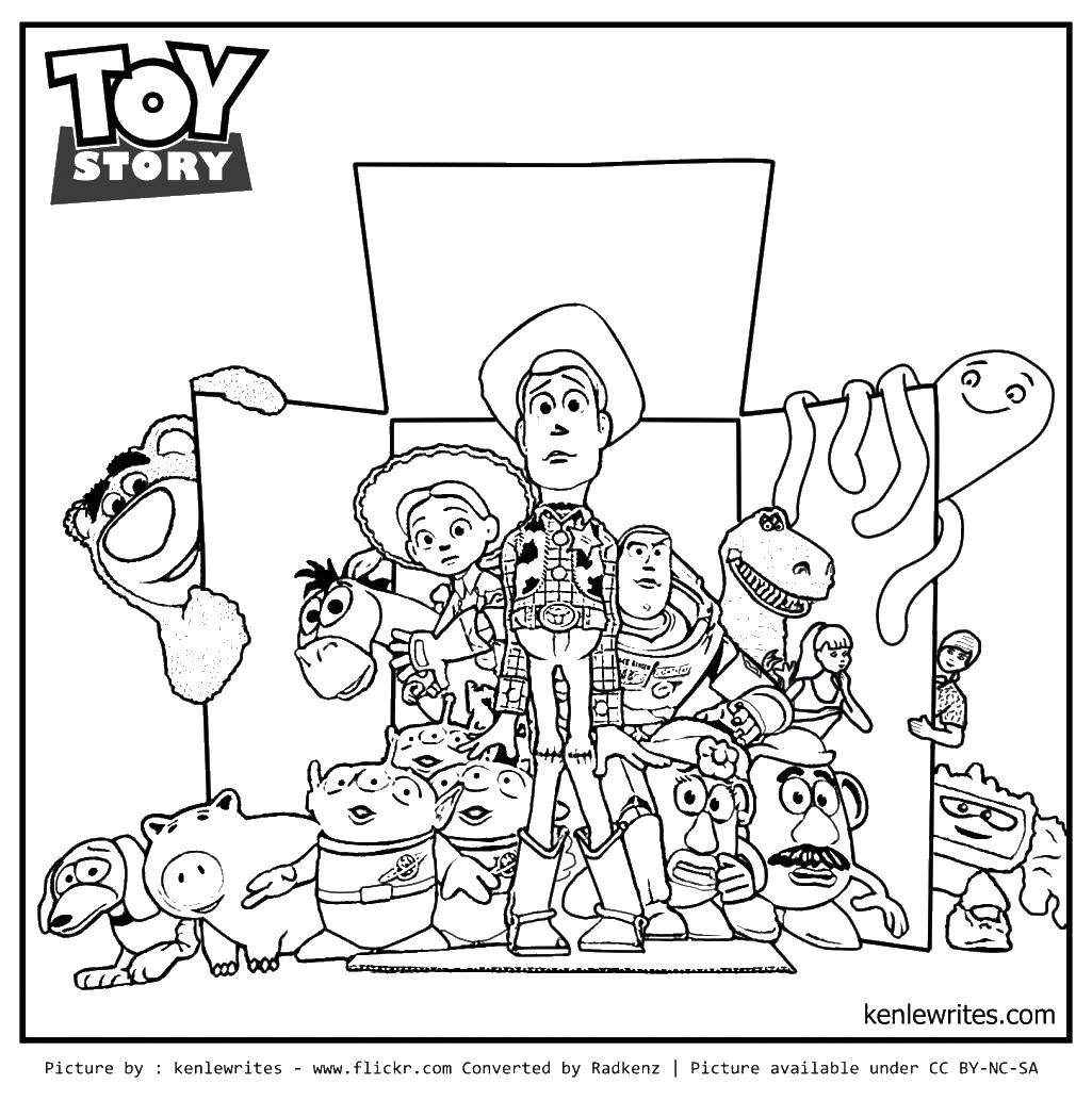 Название: Раскраска Коробка игрушек. Категория: история игрушек. Теги: коробка, игрушки, мишка.