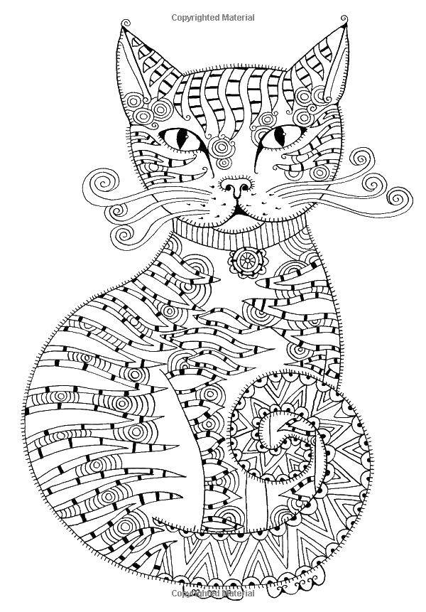 Название: Раскраска Кошка с узрами. Категория: Кошка. Теги: кошка, кошки, узоры.