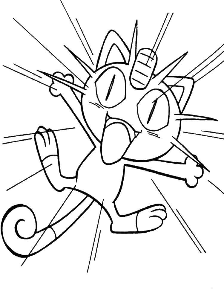 Название: Раскраска Кот из покемонов. Категория: покемоны. Теги: кот, покемоны.