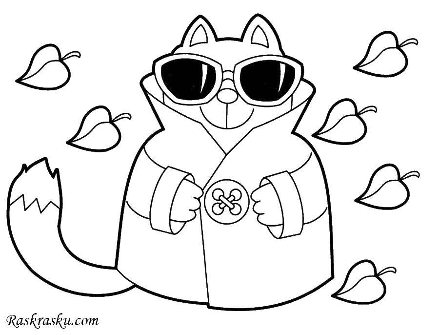 Название: Раскраска Кот саймона в плаще и очках. Категория: кот саймона. Теги: кот, плащ, очки.