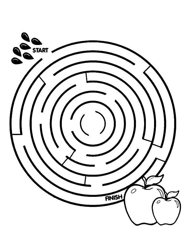 Coloring Circular maze. Category the labyrinth. Tags:  mazes, games.