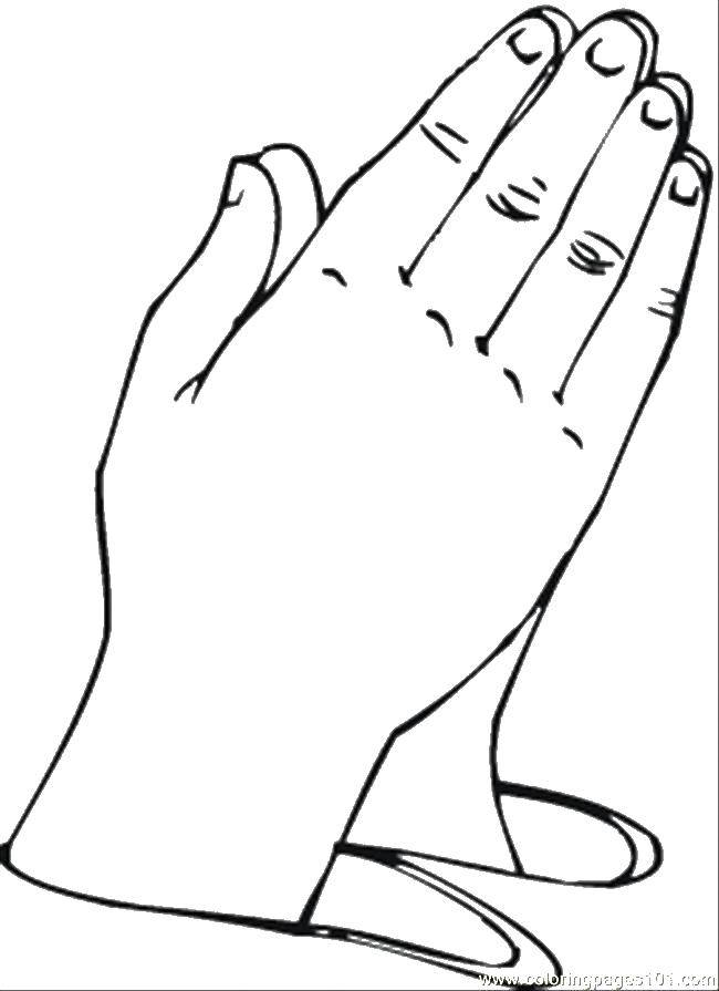 Название: Раскраска Ладони для молитвы. Категория: Контур руки и ладошки для вырезания. Теги: Рука, кисть.
