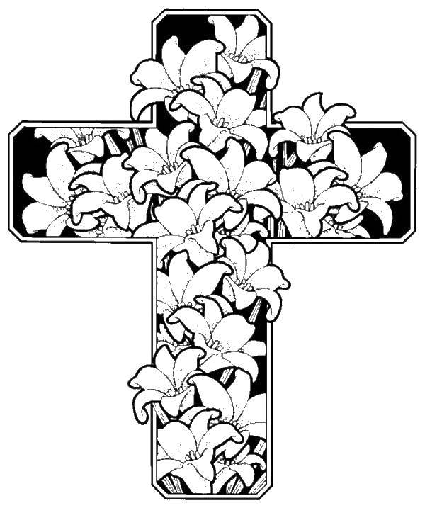 Coloring Lilies cross. Category Cross. Tags:  Cross.