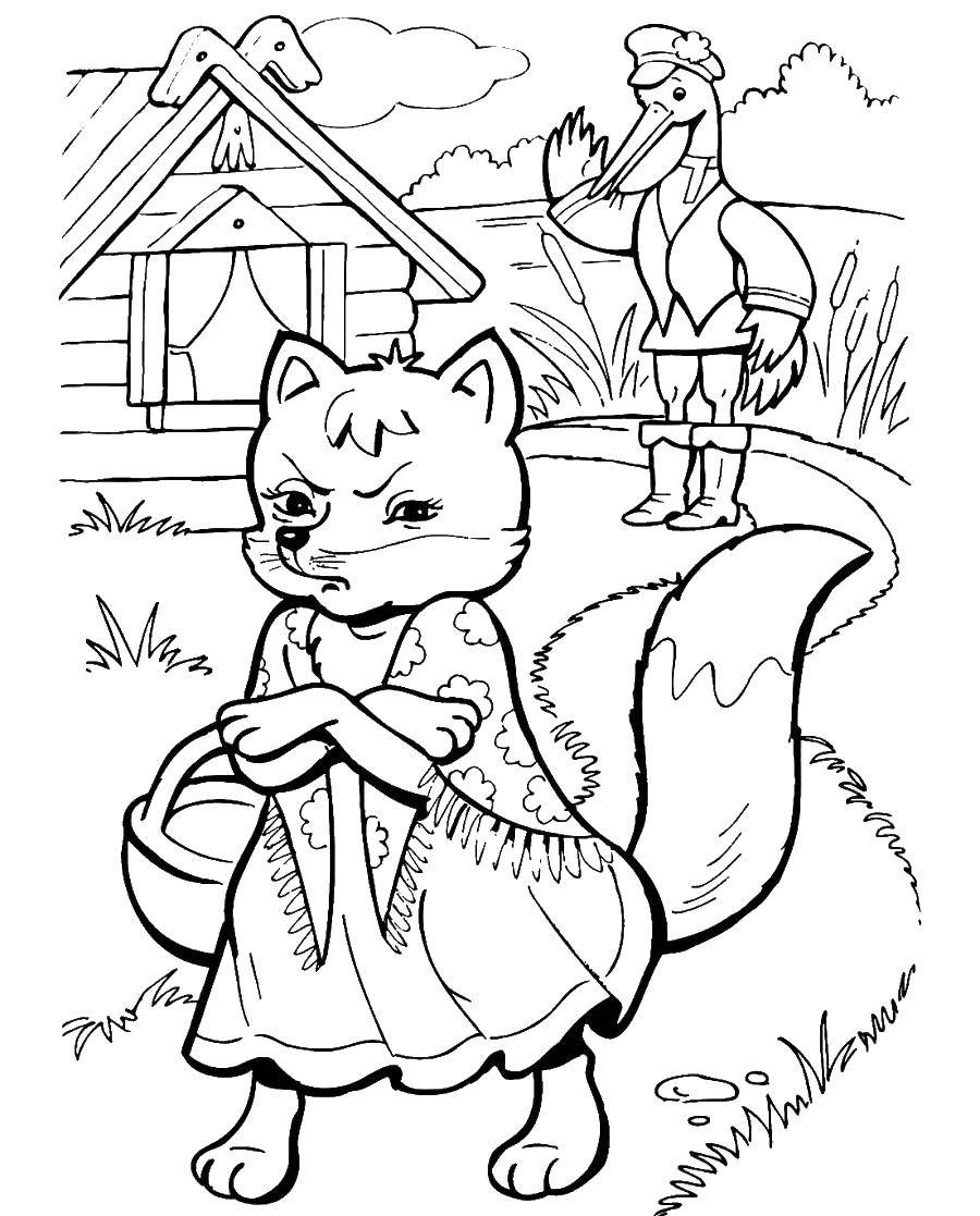 Coloring Fox was offended. Category Fox and the crane. Tags:  Fairy tales.