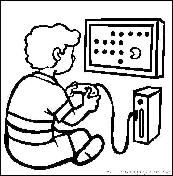 Coloring Boy playing video games. Category games. Tags:  games, video, boy.