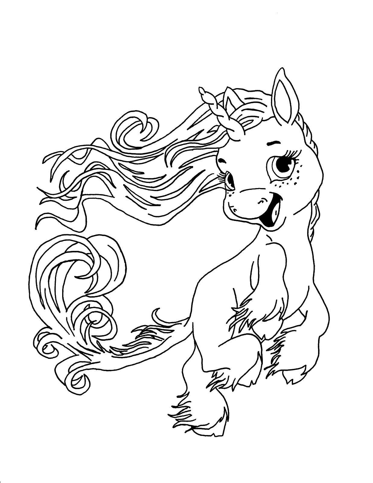 Coloring Little unicorn with a tail. Category coloring. Tags:  unicorn, tail.