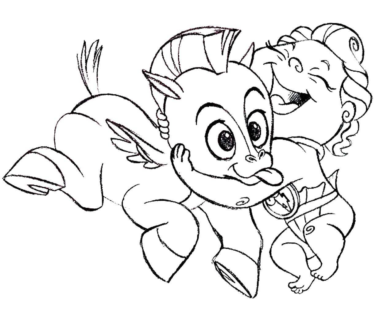 Coloring Baby Hercules and Pegasus. Category coloring. Tags:  Cartoon character.