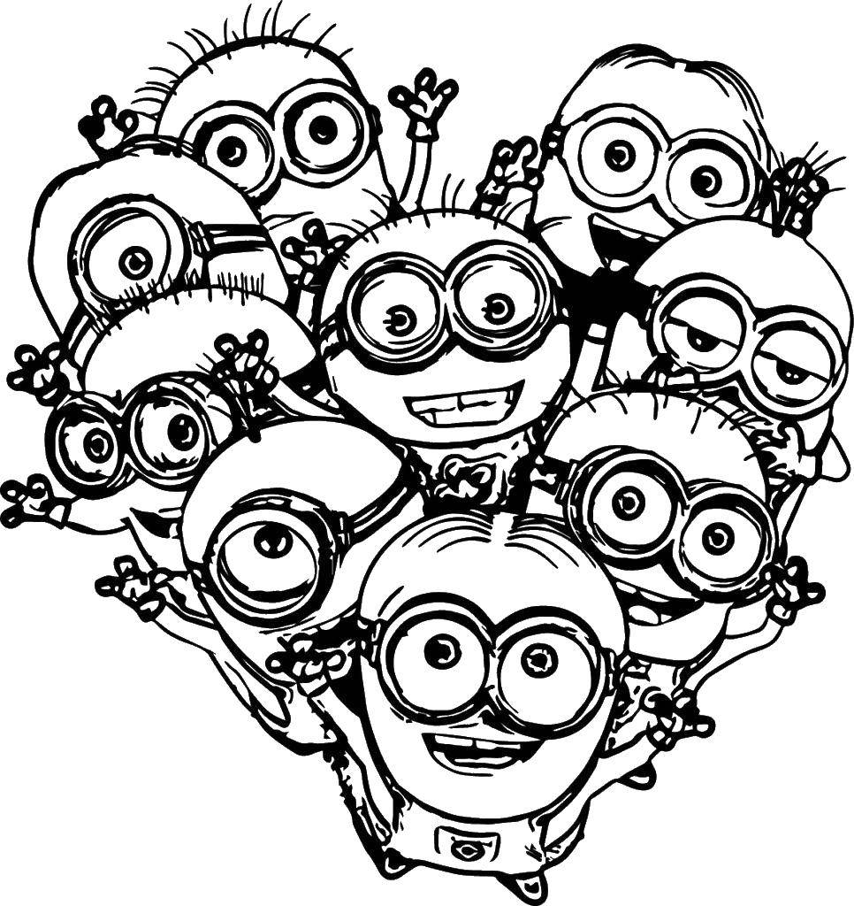 Coloring Minions with glasses. Category the minions. Tags:  minions, overalls, goggles.