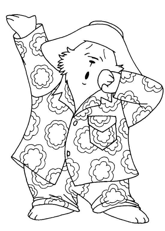Название: Раскраска Мишка в пижаме. Категория: Сон. Теги: сон, мишка, пижама.
