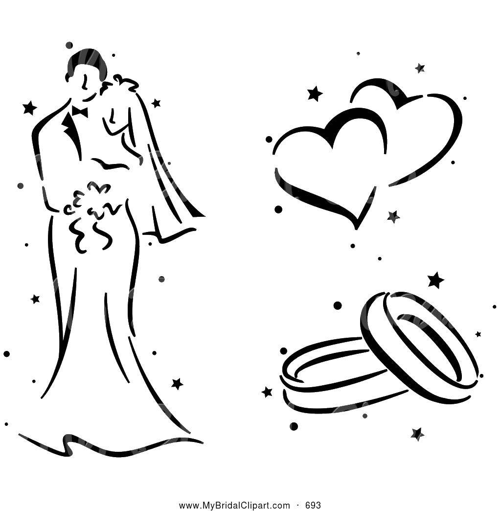 Coloring Young people. Category Wedding. Tags:  wedding, couple, rings.