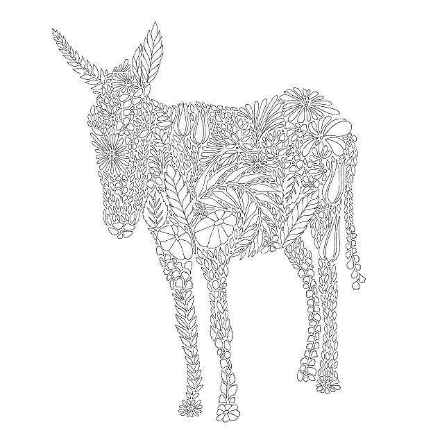 Coloring Donkey patterns. Category Animals. Tags:  animals, donkey, uzorchiki.