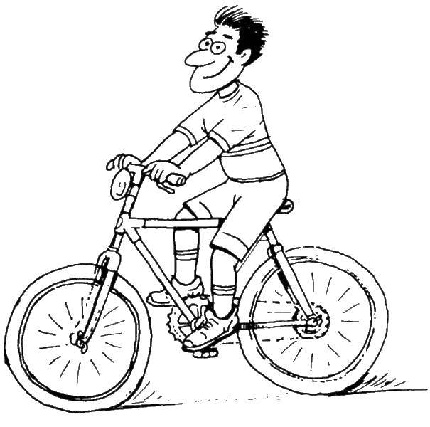 Название: Раскраска Парень навелосипеде. Категория: раскраски. Теги: велосипеды, транспорт, парень.
