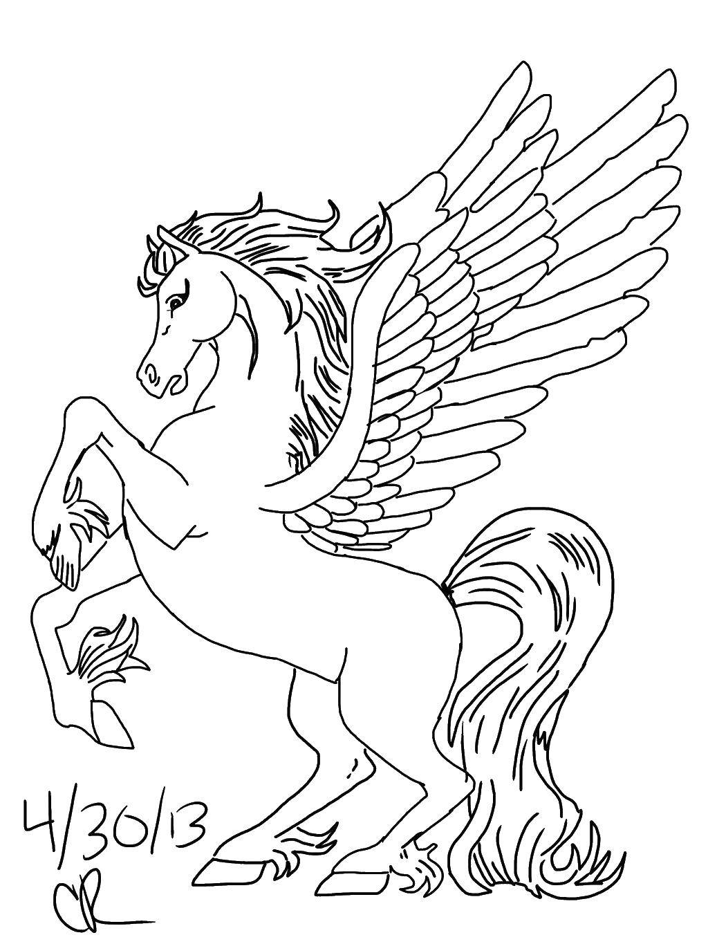 Coloring The Pegasus spread its wings. Category coloring. Tags:  Magic create.