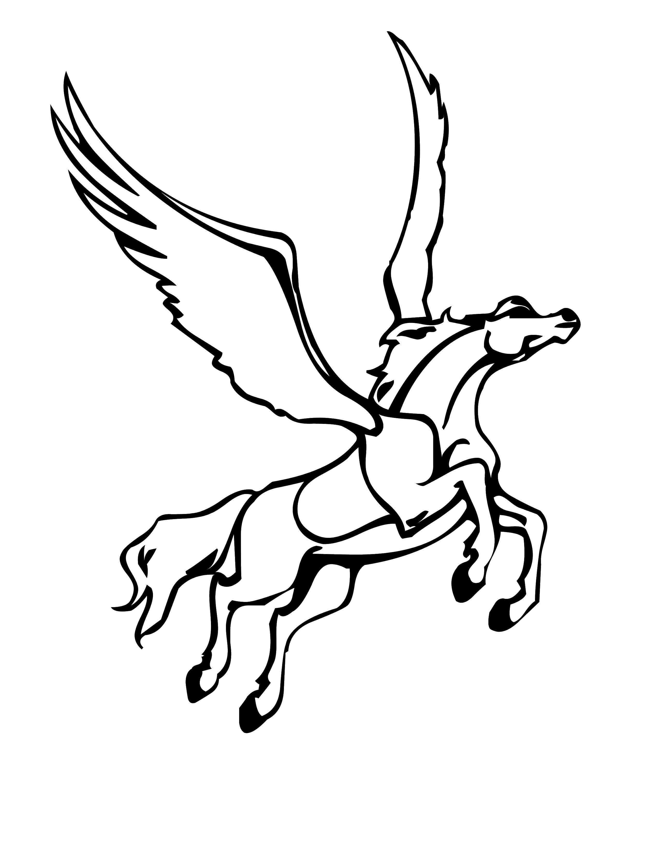 Название: Раскраска Пегас с крыльями. Категория: раскраски. Теги: конь, крылья.