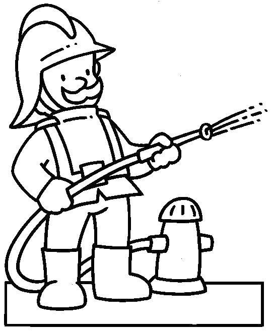 Coloring A firefighter from a fire hydrant. Category coloring book firefighter. Tags:  fire, fire, fire.