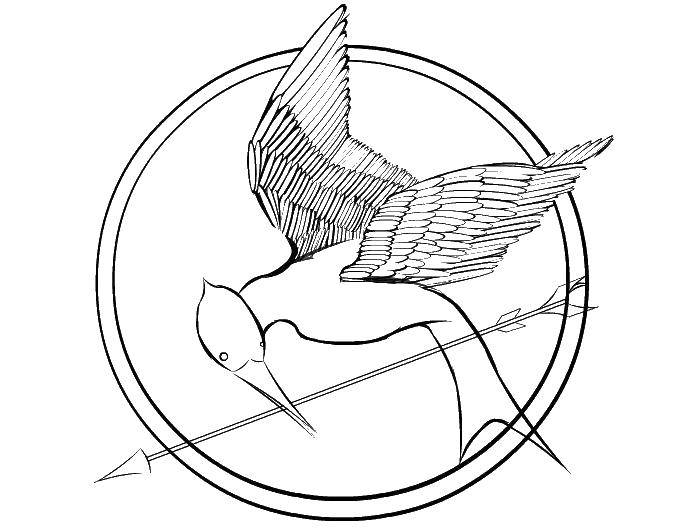 Coloring A bird with an arrow. Category birds. Tags:  birds, bird, arrow.