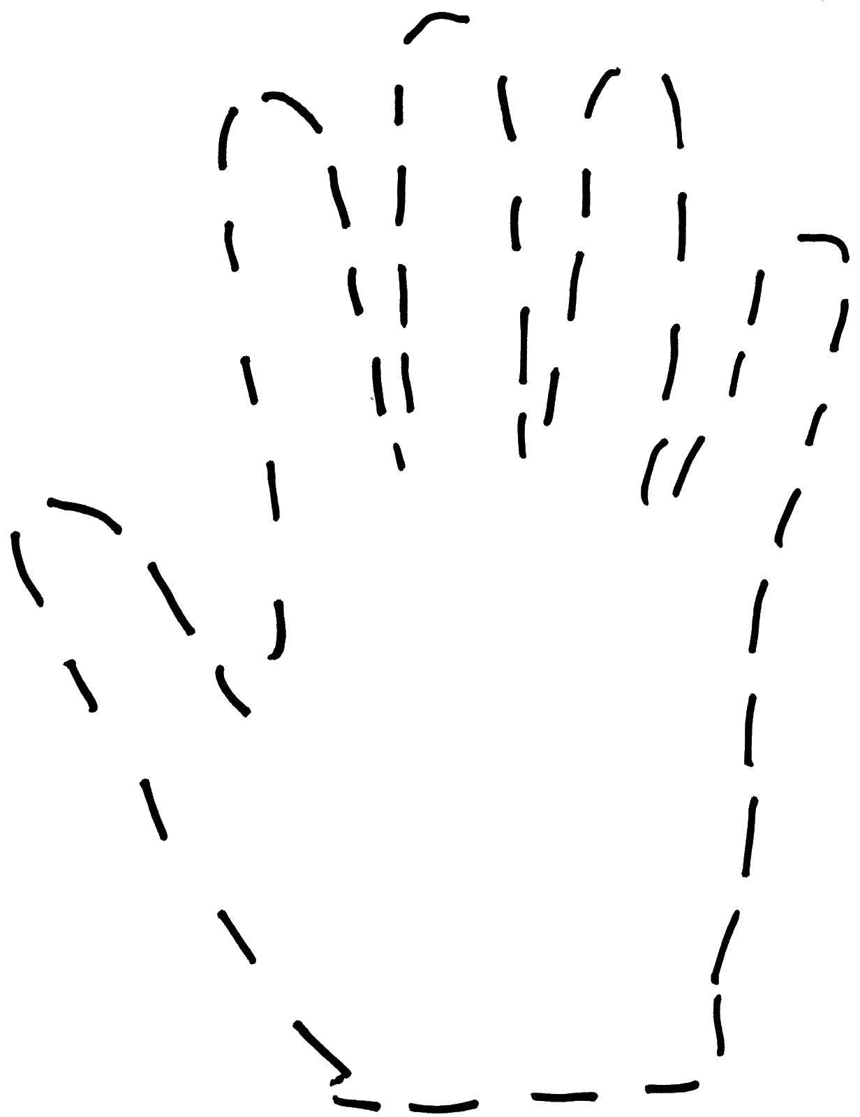 Coloring Dotted palm. Category The contour of the hands and palms to cut. Tags:  Hand, brush.