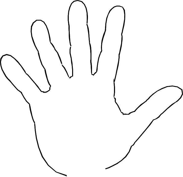 Coloring The open palm. Category The contour of the hands and palms to cut. Tags:  Hand, brush.