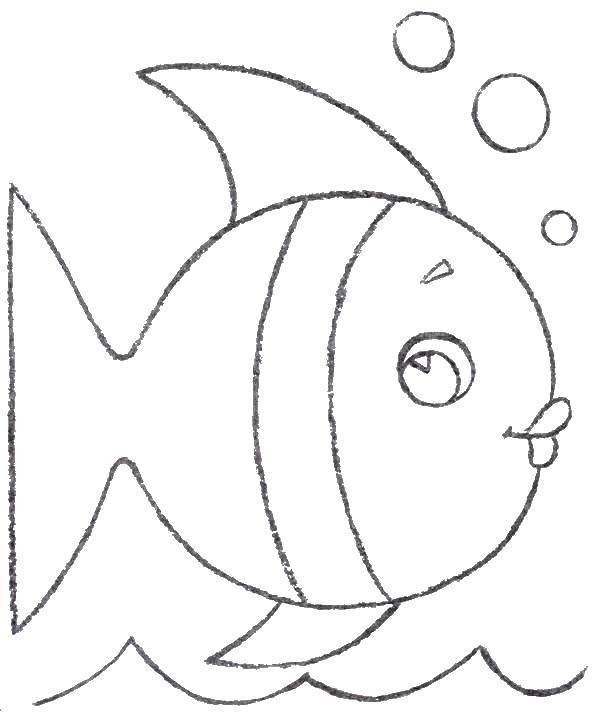 Название: Раскраска Рыбка в воде. Категория: рыбы. Теги: рыбы, рыбки, вода.