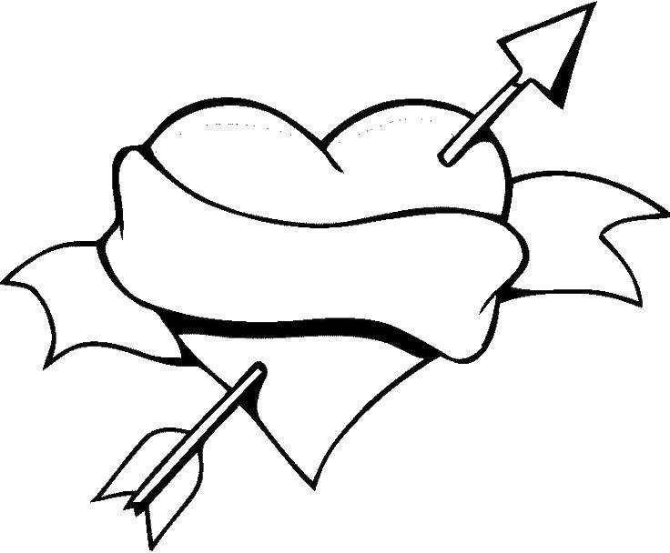 Coloring Heart with arrow. Category Hearts. Tags:  heart, heart, love, arrows.